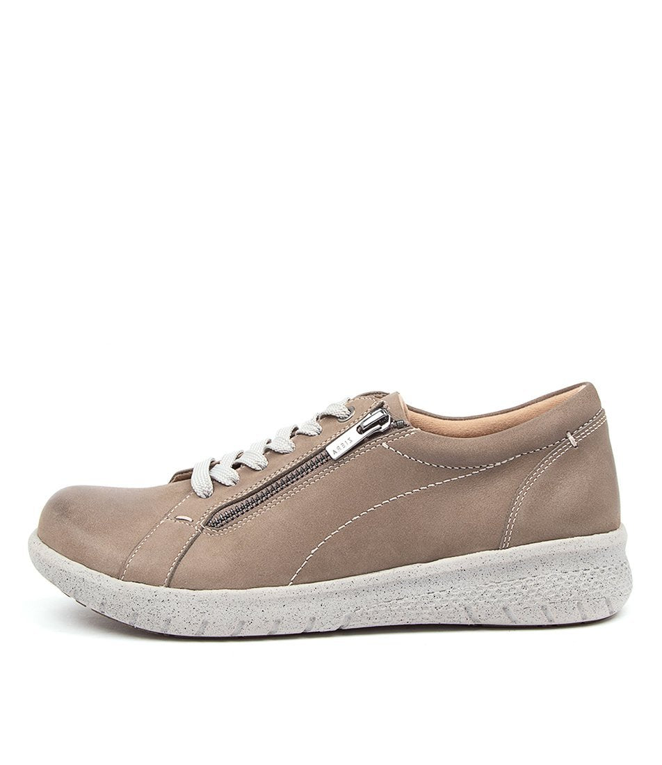 Grey Brown Ziera Solar (Extra Wide, Adjustable Fit) Women Sneakers | Z-590832