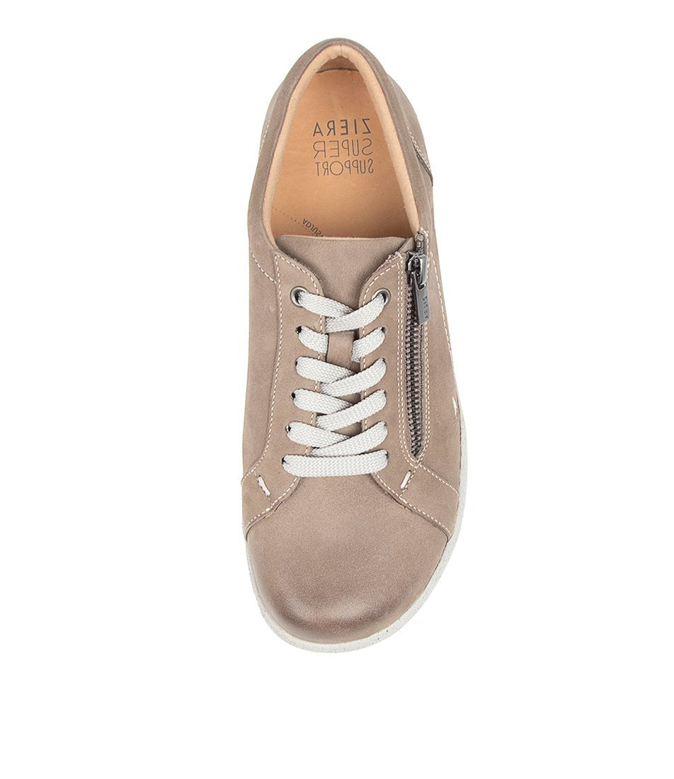 Grey Brown Ziera Solar (Extra Wide, Adjustable Fit) Women Sneakers | Z-590832